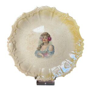 Antique Harker Pottery Plate Semi Porcelain Gibson Girl Woman Portrait‎ 12094